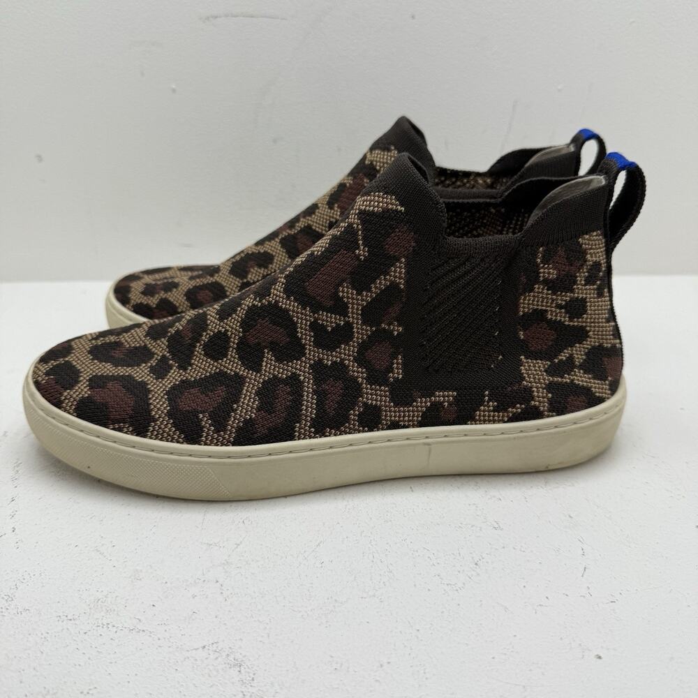 Rothy's The Chelsea Leopard Wildcat Knit Hi Top Sneakers Boots Women's Size 8.5